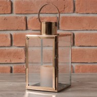 Lampion rose gold metal szkło | Wysyłka w 24h!