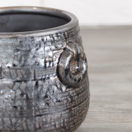 Donica Inka ceramiczna srebrna styl retro | Wysyłka w 24h!