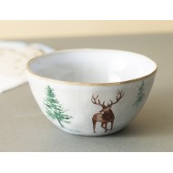 Ręcznie Malowana Kamionkowa Miska z Motywem Jelenia – Wysoka Jakość i Styl