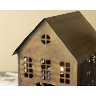 Lampion domek metalowy złoty | Wysyłka w 24h!