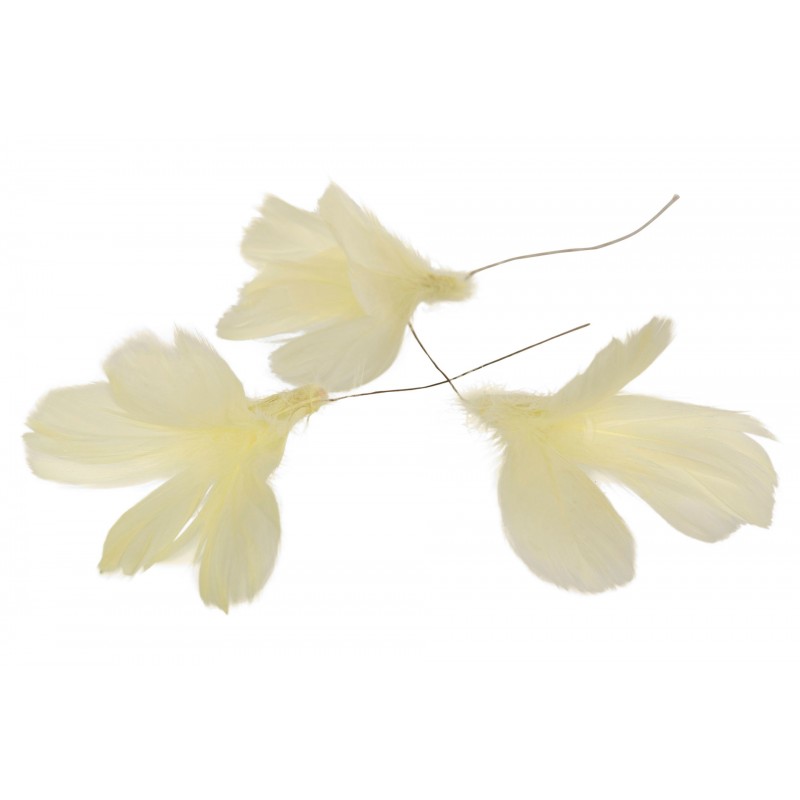 Pióro naturalne dekoracyjne żółte ze szpikulcem komplet