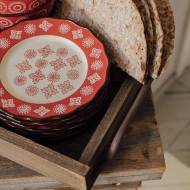 TALERZ CZERWONY deserowy śr. 21cm