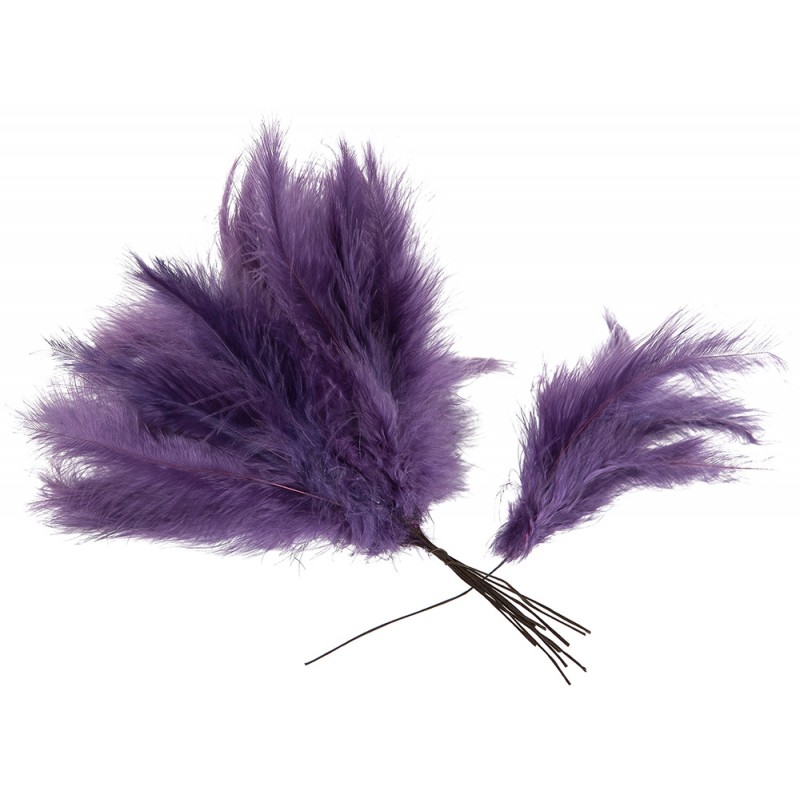Pióro naturalne dekoracyjne fioletowe ze szpikulcem komplet