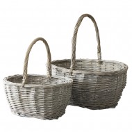 Klasyczne Wiklinowe Kosze z Uchwytem - Eleganckie Donice do Wnętr