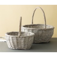 Klasyczne Wiklinowe Kosze z Uchwytem - Eleganckie Donice do Wnętr