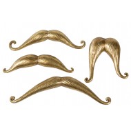 Zestaw Czterech Dekoracji Ściennych w Kształcie Wąsów - Złote Akcenty - Skandi