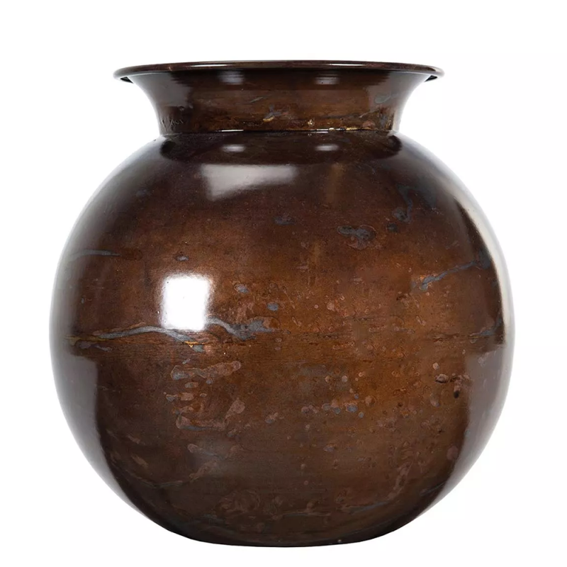 Metalowy Wazon w Stylu Loft - Rdzawy Brąz z Połyskiem - Odporny na Rdzę
