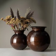 Metalowy Wazon w Stylu Loft - Rdzawy Brąz z Połyskiem - Odporny na Rdzę