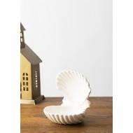 Ceramiczna Figurka Małża w Stylu Marynistycznym - Biała - Idealna Jako Misa na Drobiazgi