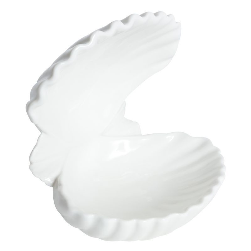 Ceramiczna Figurka Małża w Stylu Marynistycznym - Biała - Idealna Jako Misa na Drobiazgi