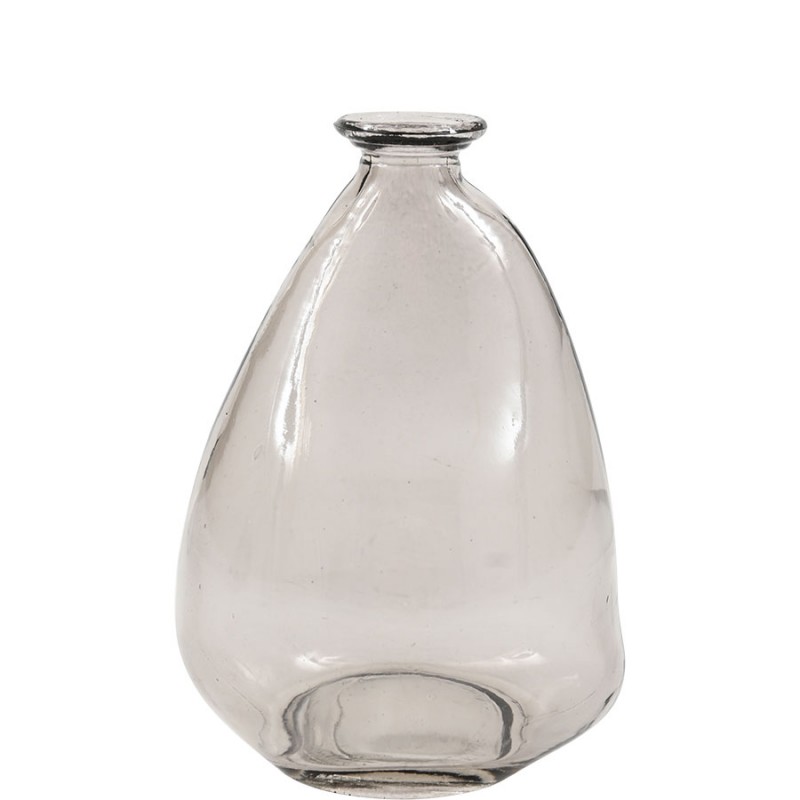 Oryginalny Szklany Wazon - Szary Przezroczysty - Idealny na Pojedyncze Kwiaty i Gałązki