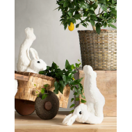 Komplet Dwóch Figurek Zajączków w Pozycjach Rozciągających - Zabawna Dekoracja Wielkanocna