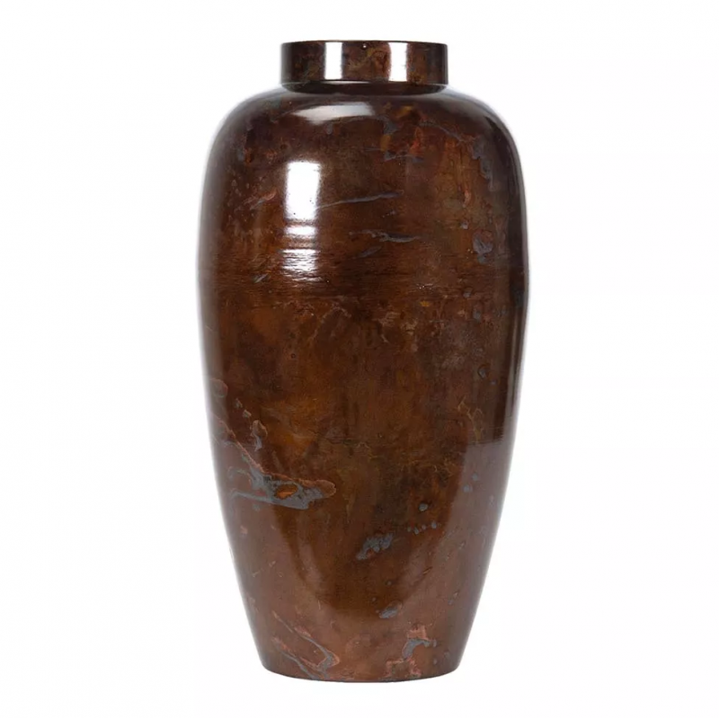 Podłogowy Metalowy Wazon w Stylu Loft - Rdzawy Brąz z Połyskiem