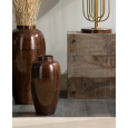 Podłogowy Metalowy Wazon w Stylu Loft - Rdzawy Brąz z Połyskiem
