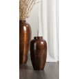 Podłogowy Metalowy Wazon w Stylu Loft - Rdzawy Brąz z Połyskiem