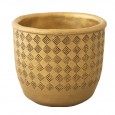 Osłonka na Doniczkę Betonowa w Stylu Retro - Złoty Kolor z Oryginalnym Wzorem