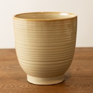 Elegancka Doniczka Beżowa Ceramiczna - Okrągła z Połyskiem, Nowoczesny Design