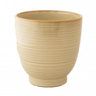 Elegancka Doniczka Beżowa Ceramiczna - Okrągła z Połyskiem, Nowoczesny Design