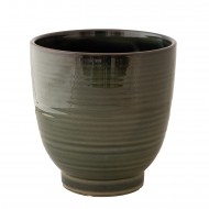 Doniczka Ceramiczna Zielona - Okrągła z Połyskiem, Nowoczesna i Elegancka