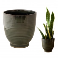 Doniczka Ceramiczna Zielona - Okrągła z Połyskiem, Nowoczesna i Elegancka