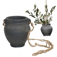 Kwietnik Wiszący z Czarnej Gliny – Elegancka Dekoracja do Domu