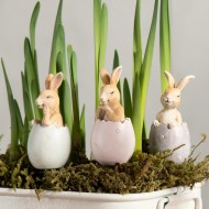 Ozdoby Wielkanocne do Doniczki – Zajączki w Jajkach, Komplet Trzech Figur