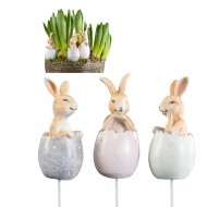 Ozdoby Wielkanocne do Doniczki – Zajączki w Jajkach, Komplet Trzech Figur