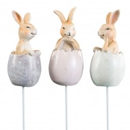 Ozdoby Wielkanocne do Doniczki – Zajączki w Jajkach, Komplet Trzech Figur