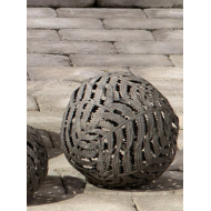 Metalowa Kula Dekoracyjna z Ażurowym Wzorem Kwiatowym – Szara Ozdoba do Wnętrz