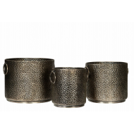 Zestaw Srebrnych Metalowych Doniczek z Plastikowym Pojemnikiem – Luksusowy Dodatek do Domu