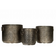 Zestaw Srebrnych Metalowych Doniczek z Plastikowym Pojemnikiem – Luksusowy Dodatek do Domu