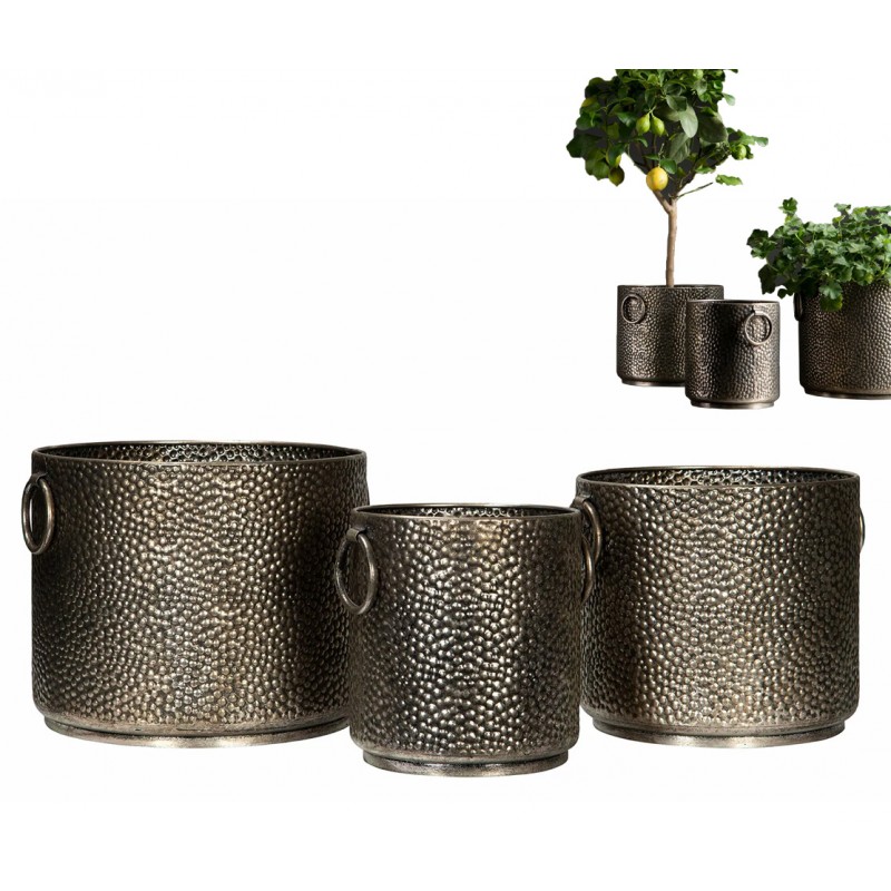 Zestaw Srebrnych Metalowych Doniczek z Plastikowym Pojemnikiem – Luksusowy Dodatek do Domu