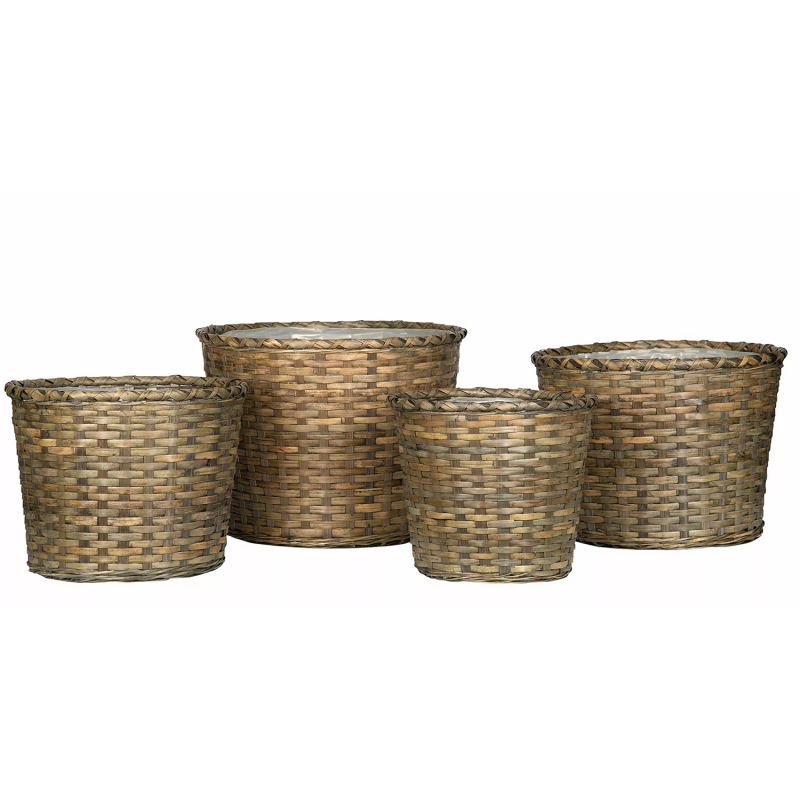 Komplet Naturalnych Doniczek Bambusowych w Stylu Boho okrągłe