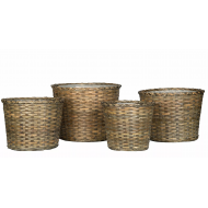 Komplet Naturalnych Doniczek Bambusowych w Stylu Boho okrągłe