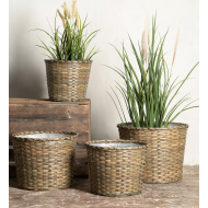 Komplet Naturalnych Doniczek Bambusowych w Stylu Boho okrągłe