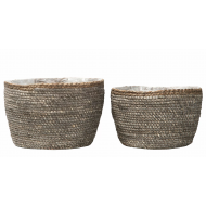 Komplet Dwóch Naturalnych Doniczek w Stylu Boho – Doskonałe do Wnętrz i na Prezent