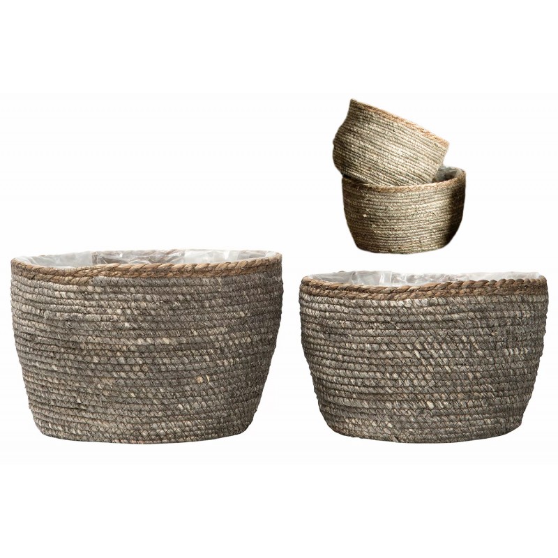 Komplet Dwóch Naturalnych Doniczek w Stylu Boho – Doskonałe do Wnętrz i na Prezent