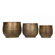 Eleganckie Doniczki Metalowe w Kolorze Złotym – Komplet Trzech