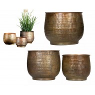 Eleganckie Doniczki Metalowe w Kolorze Złotym – Komplet Trzech