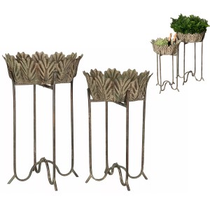 Kwietnik Doniczkowy na Stojaku – Komplet Liściaste, Elegancki Design