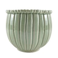 Doniczka Kamionkowa w Odcieniu Zielonym – Elegancka i Ręcznie Wykonana