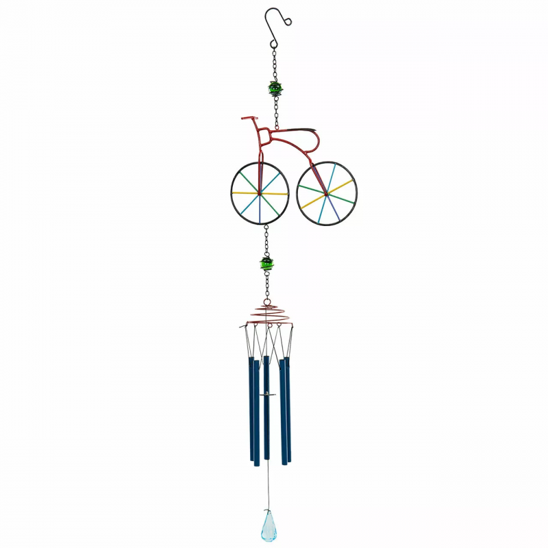 Dzwonek Wietrzny z Figurka Roweru – Oryginalny Dodatek do Ogrodu