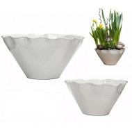 Komplet Białych Doniczek Misa – Eleganckie Metalowe Doniczki Odporne na Rdzę