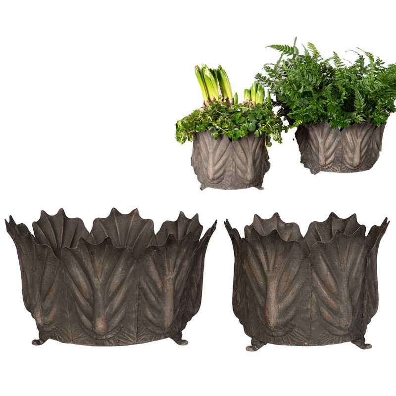 Metalowe Doniczki Kwiat – Komplet Dwóch, Odporne na Rdzę