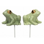 Ozdoby do Doniczki w Kształcie Żab – Komplet Dwóch, Zielone