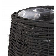 Wiklinowe Doniczki Kosze – Komplet Dwóch, Czarny, Wysoka Jakość
