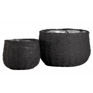 Wiklinowe Doniczki Kosze – Komplet Dwóch, Czarny, Wysoka Jakość