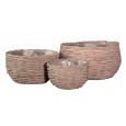 Beżowy Wiklinowy Kosz na Doniczkę – Styl Boho, Komplet Trzech
