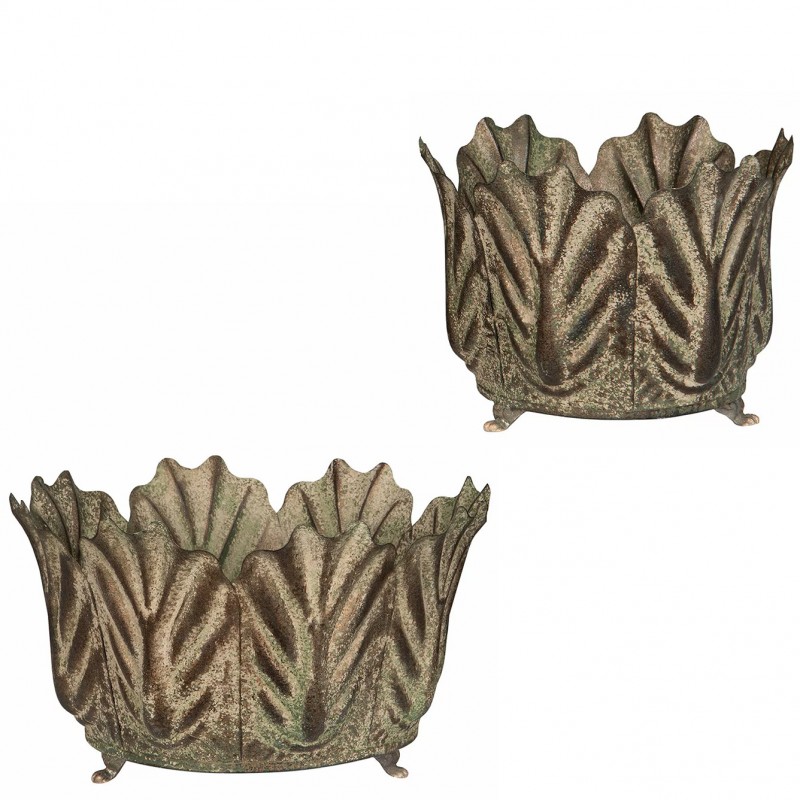 Metalowe Doniczki Kwiat – Komplet Dwóch