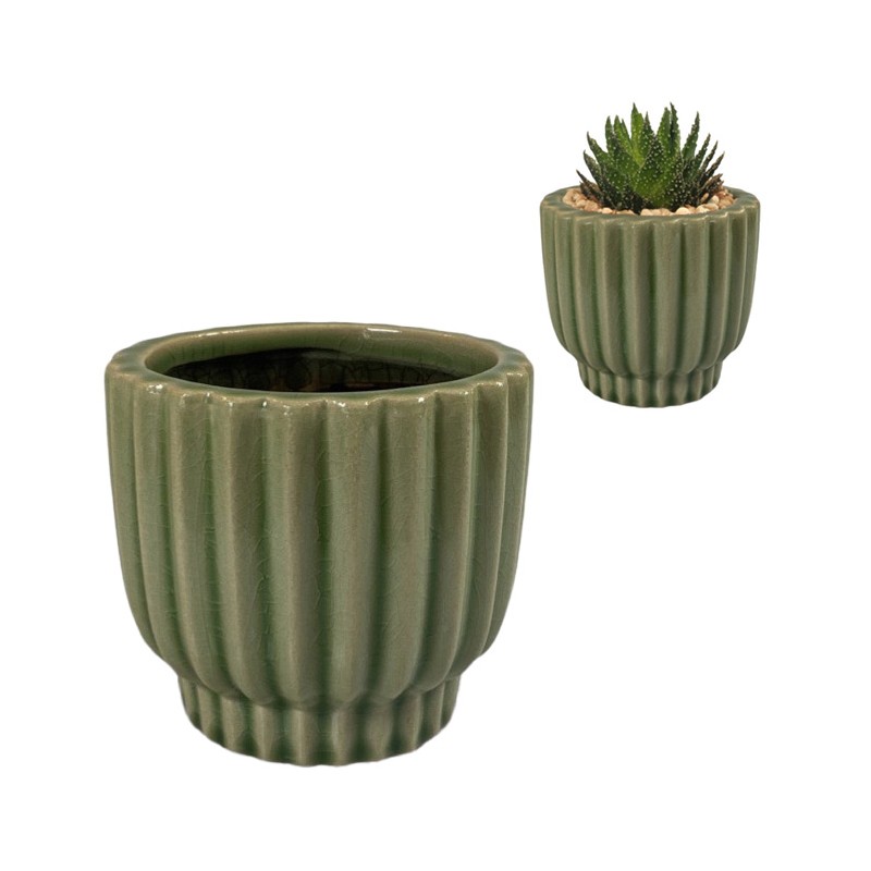 Zielona Doniczka Ceramiczna – Idealna na Sukulenty i Aloesy